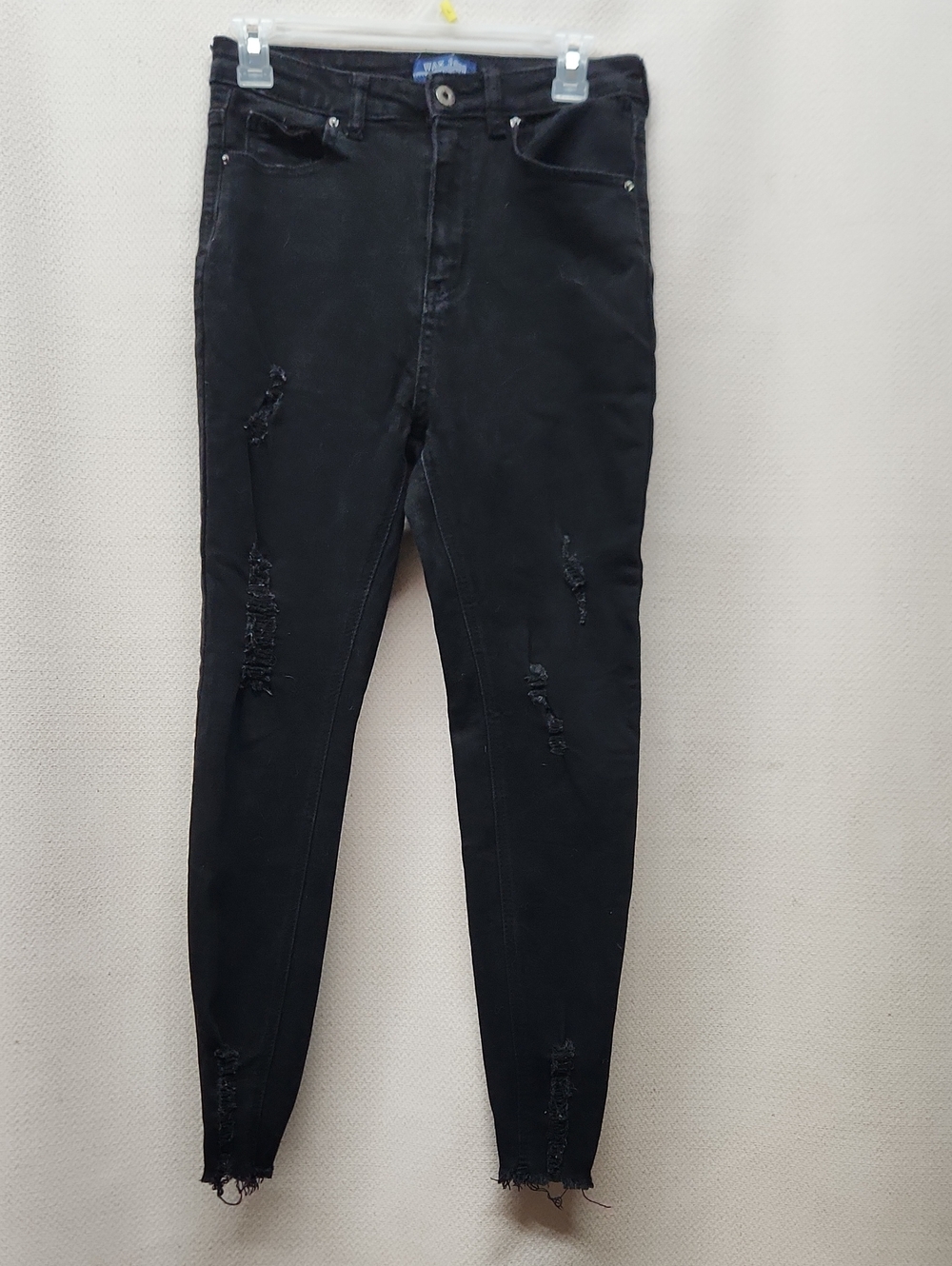 Wax Jean Black Distressed Skinny Jeans